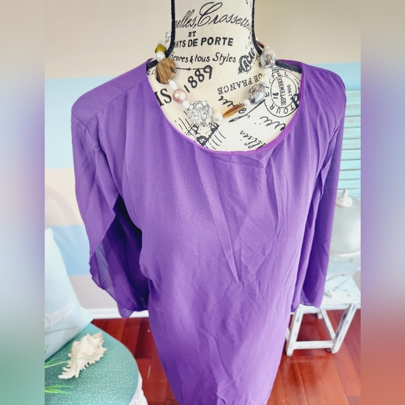 NWT Grace Karin Plus Size Purple Chiffon Dress - Picture 4 of 8